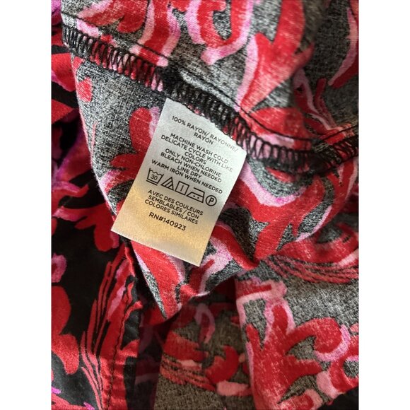 LOFT Womens Size L Blouse Pink Black Floral Long Sleeve Keyhole Top Casual - Picture 6 of 6